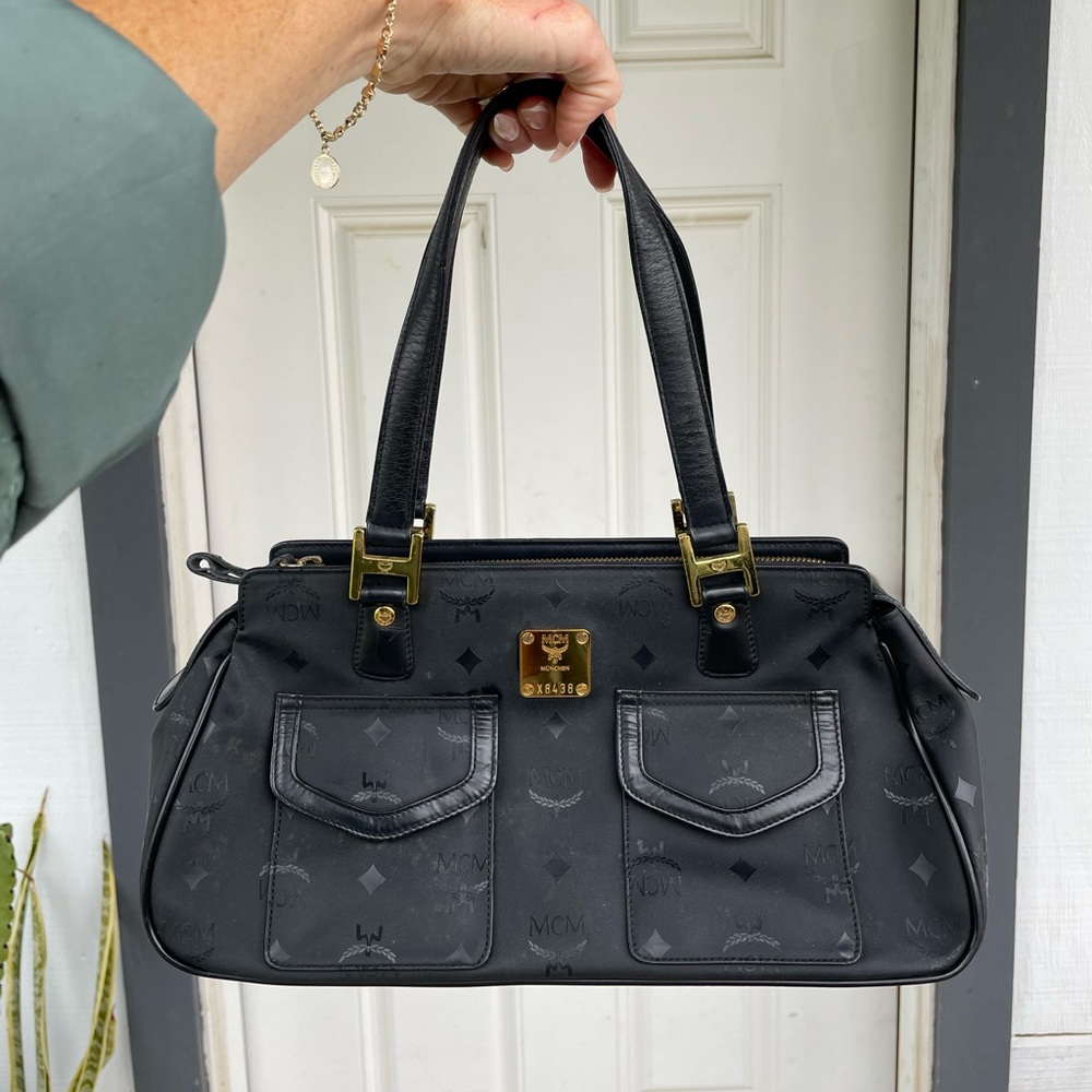 MCM black canvas bag